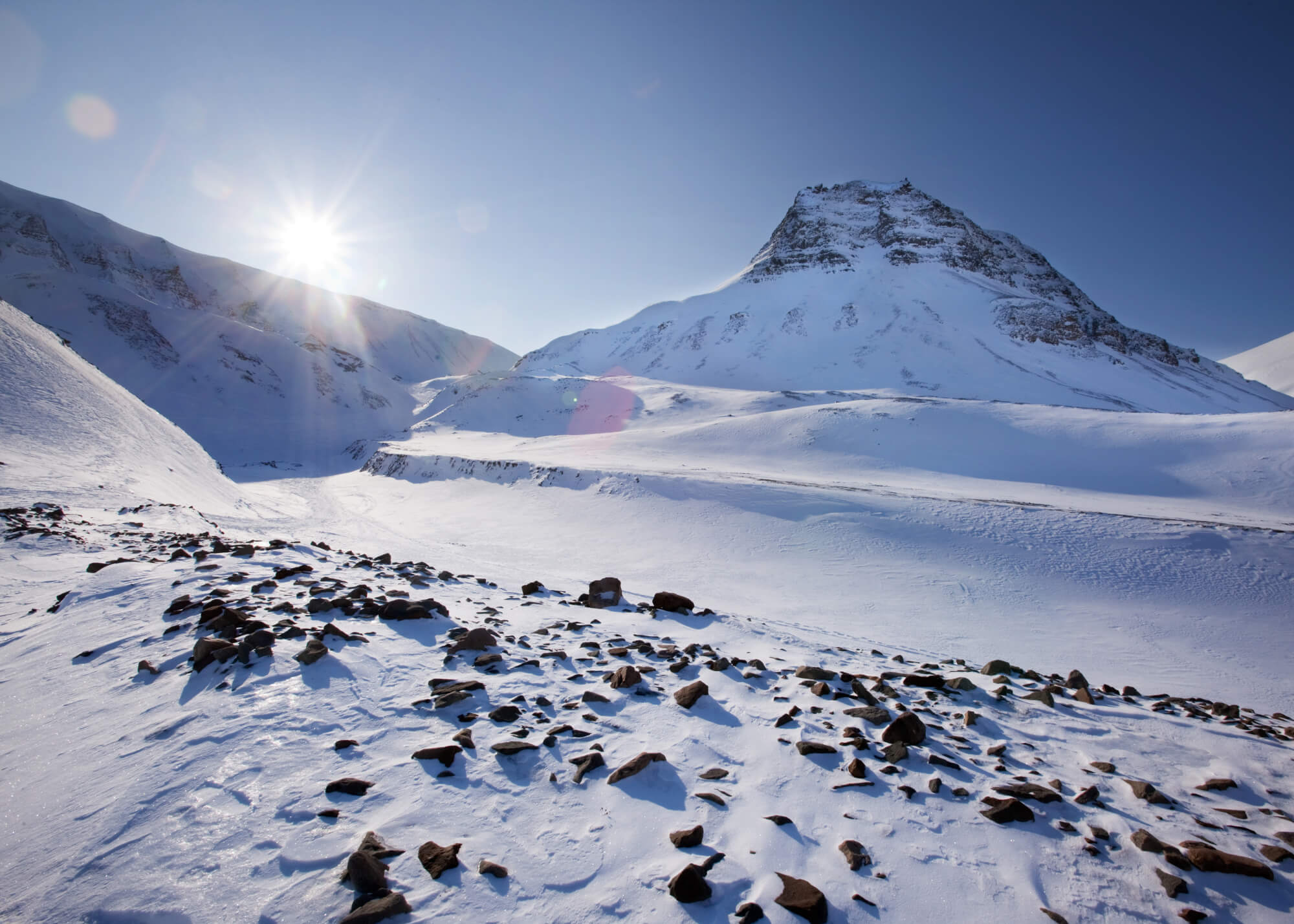 Snowy Image of Svalbard, which is closest to the North Pole