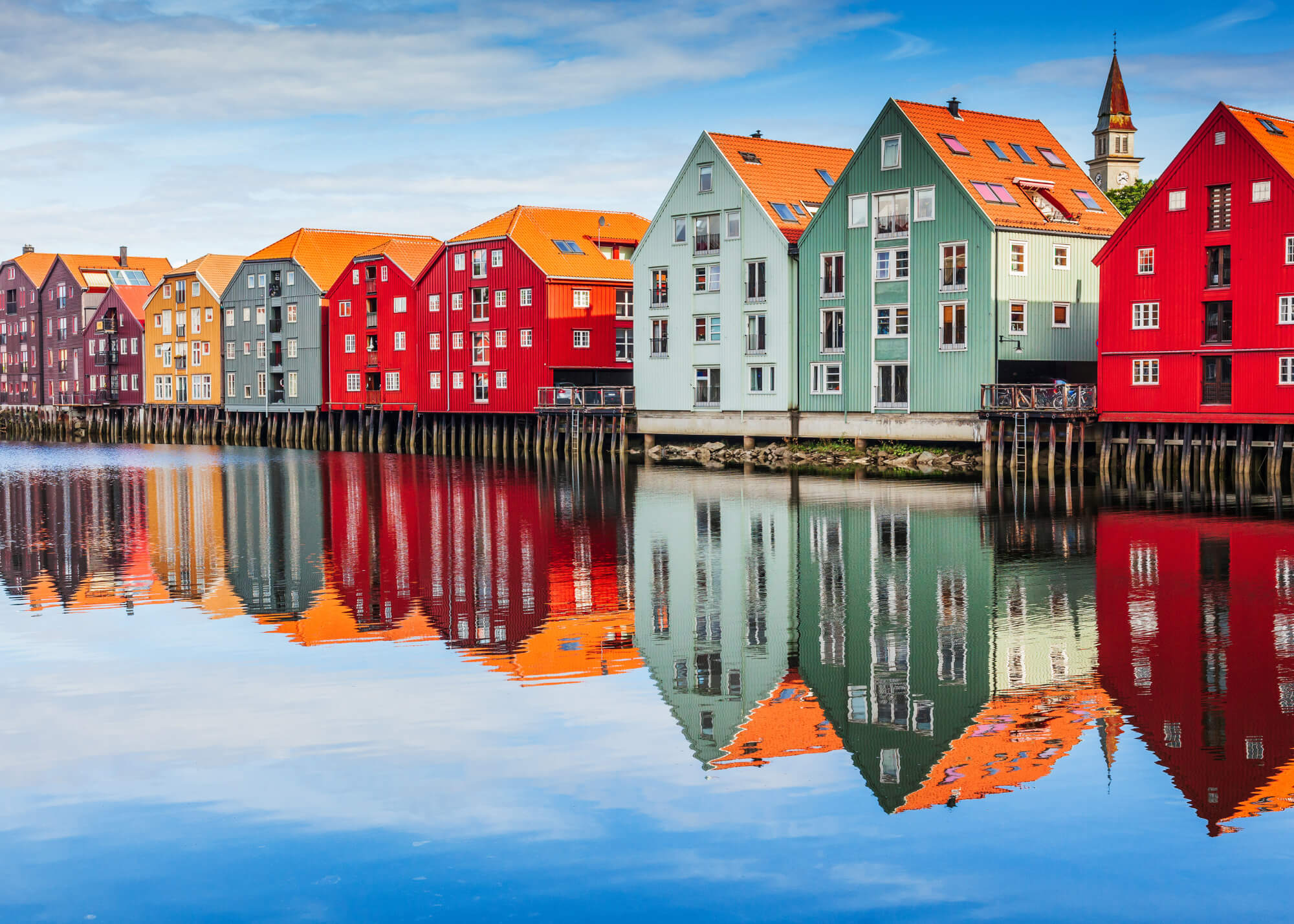 Trondheim Row Fishing homes on water