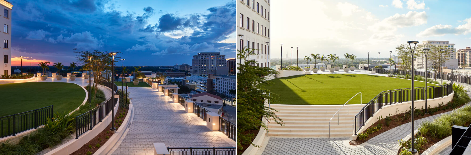 Lowes Coral Gables grounds at night and day