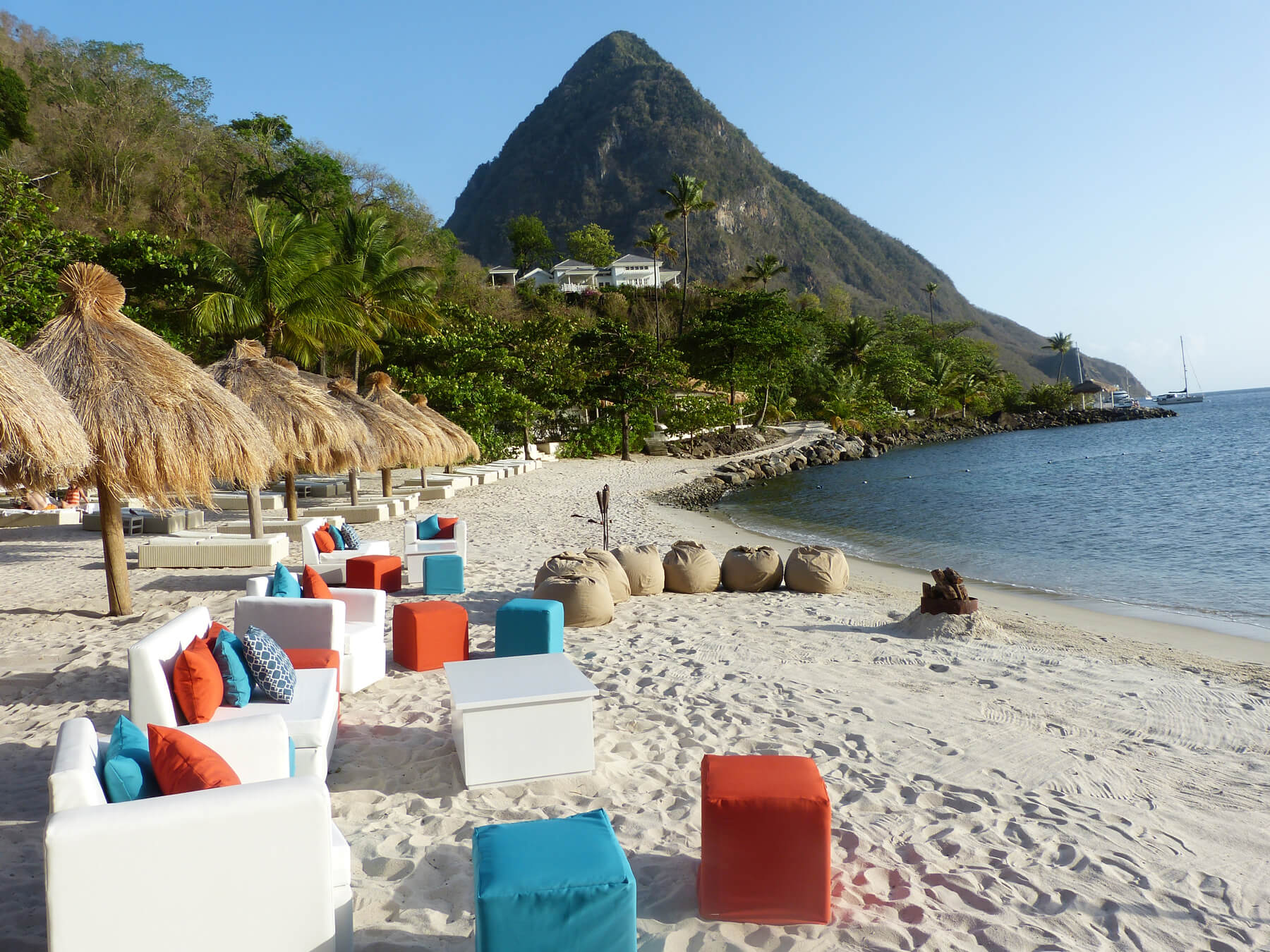 Hosts Global | Mediterranean Decor: Beach seating setup in St. Lucia