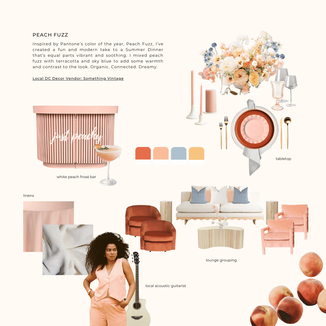 Hosts Global : Peach Fuzz Pantone color of the year event inspiration