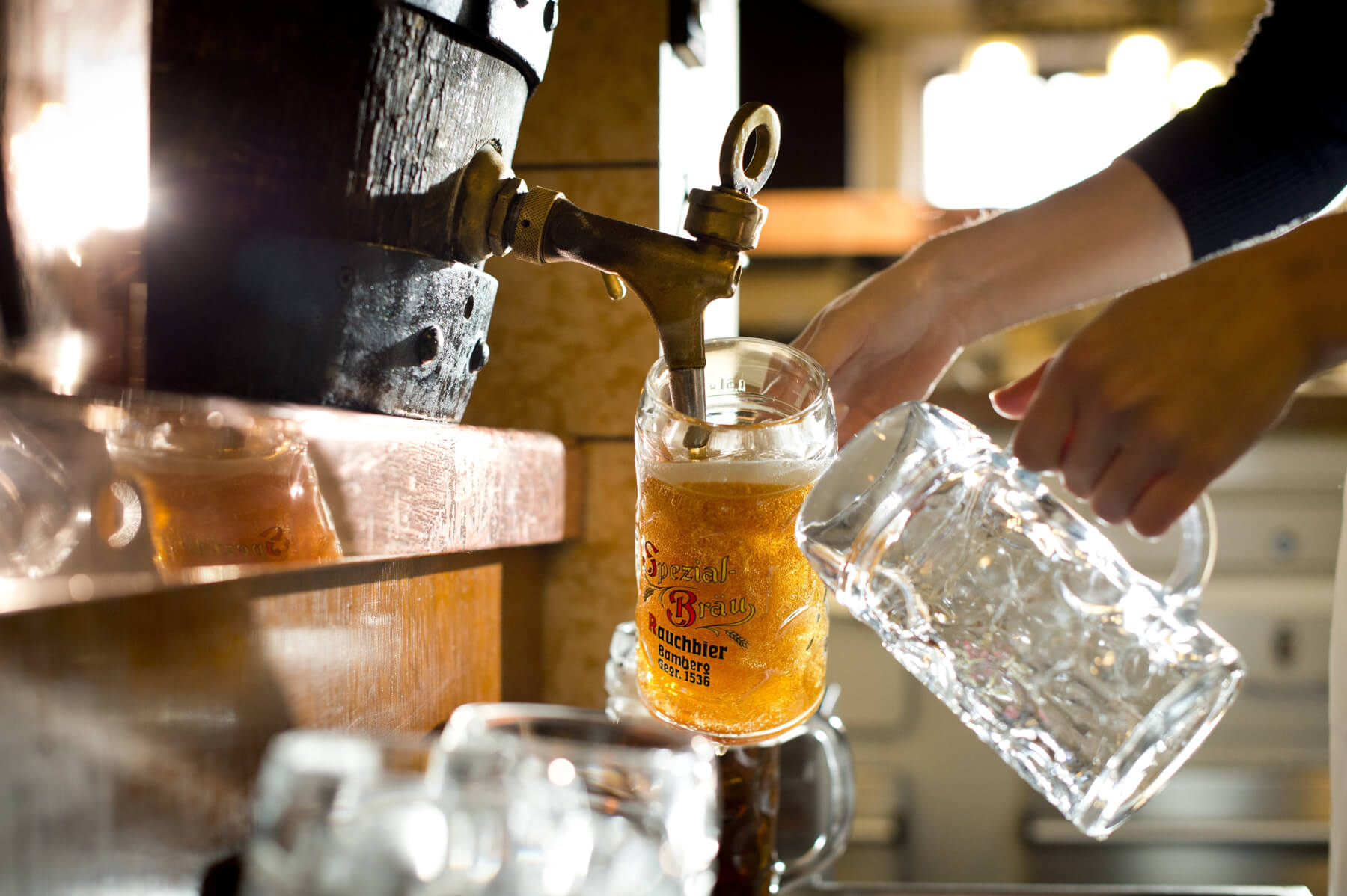 Beer being poured from tap in Germany