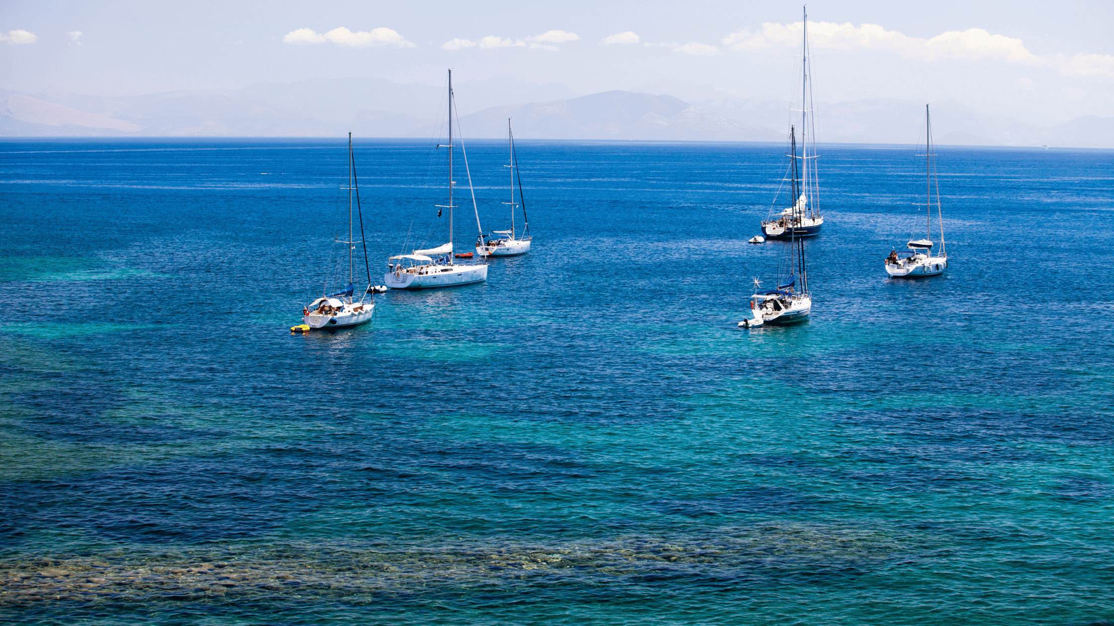 Greek yachts in Corfu, one of the Ionian Islands