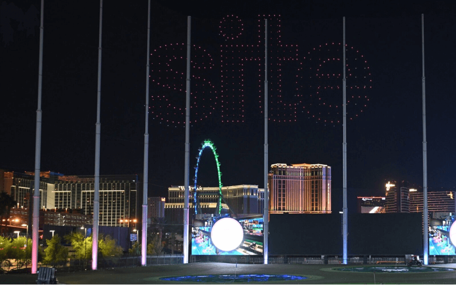 Las Vegas Drones forming the word SITE for the SITE night party at IMEX America