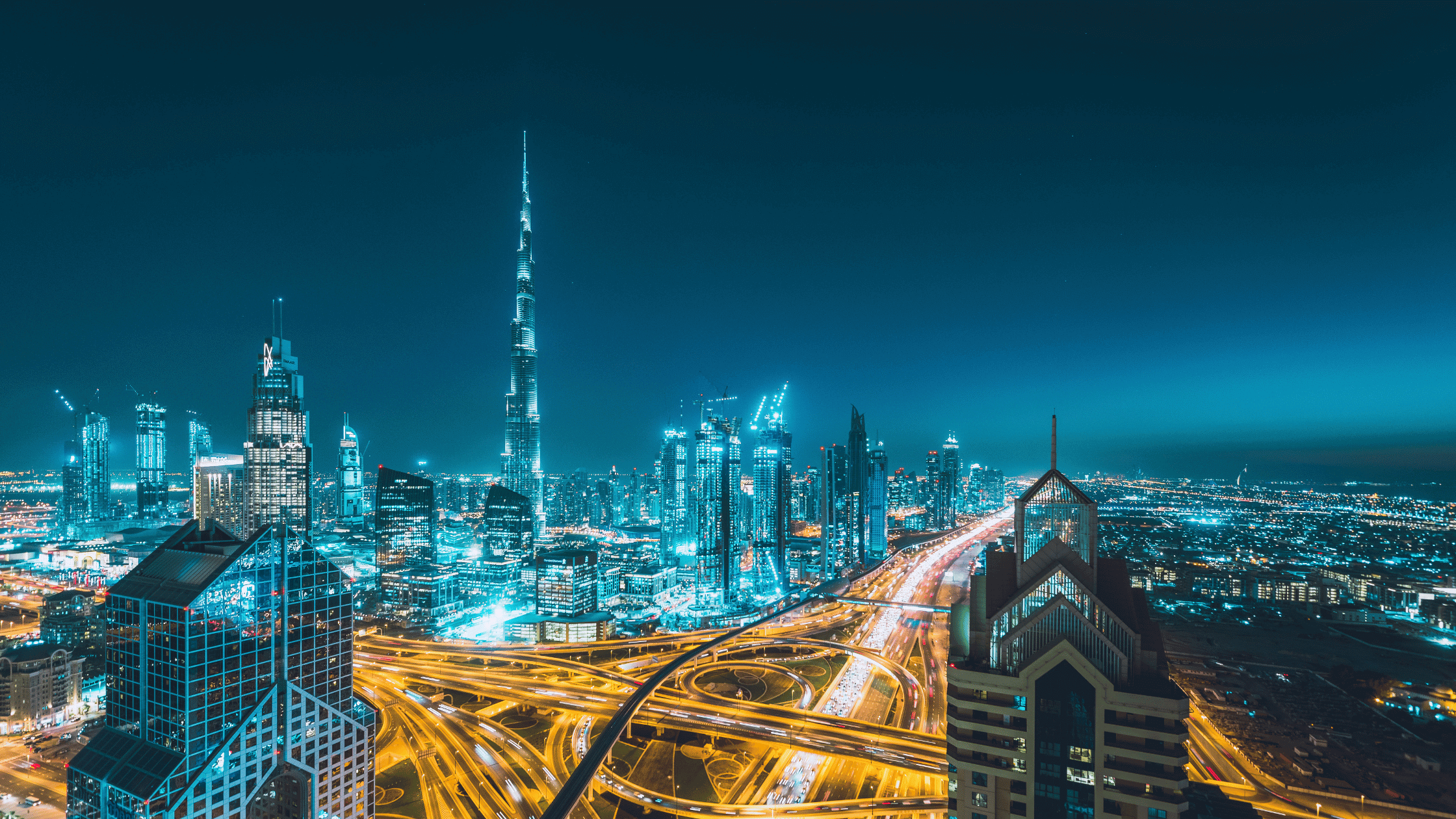 Dubai at Night with the city aglow