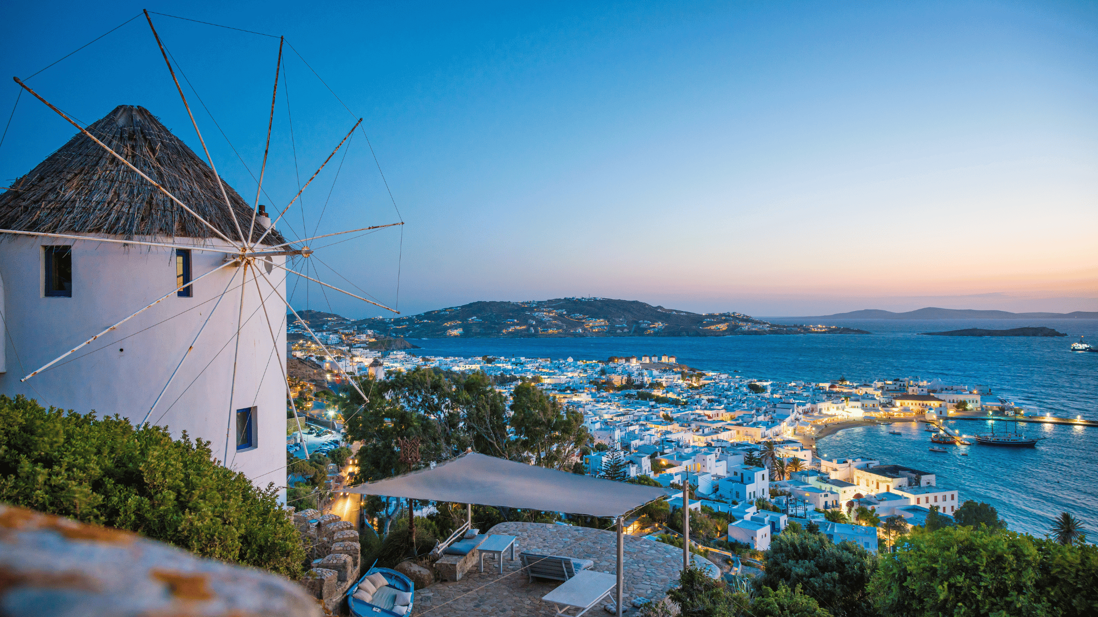 Hosts Global | Mykonos view at dusk