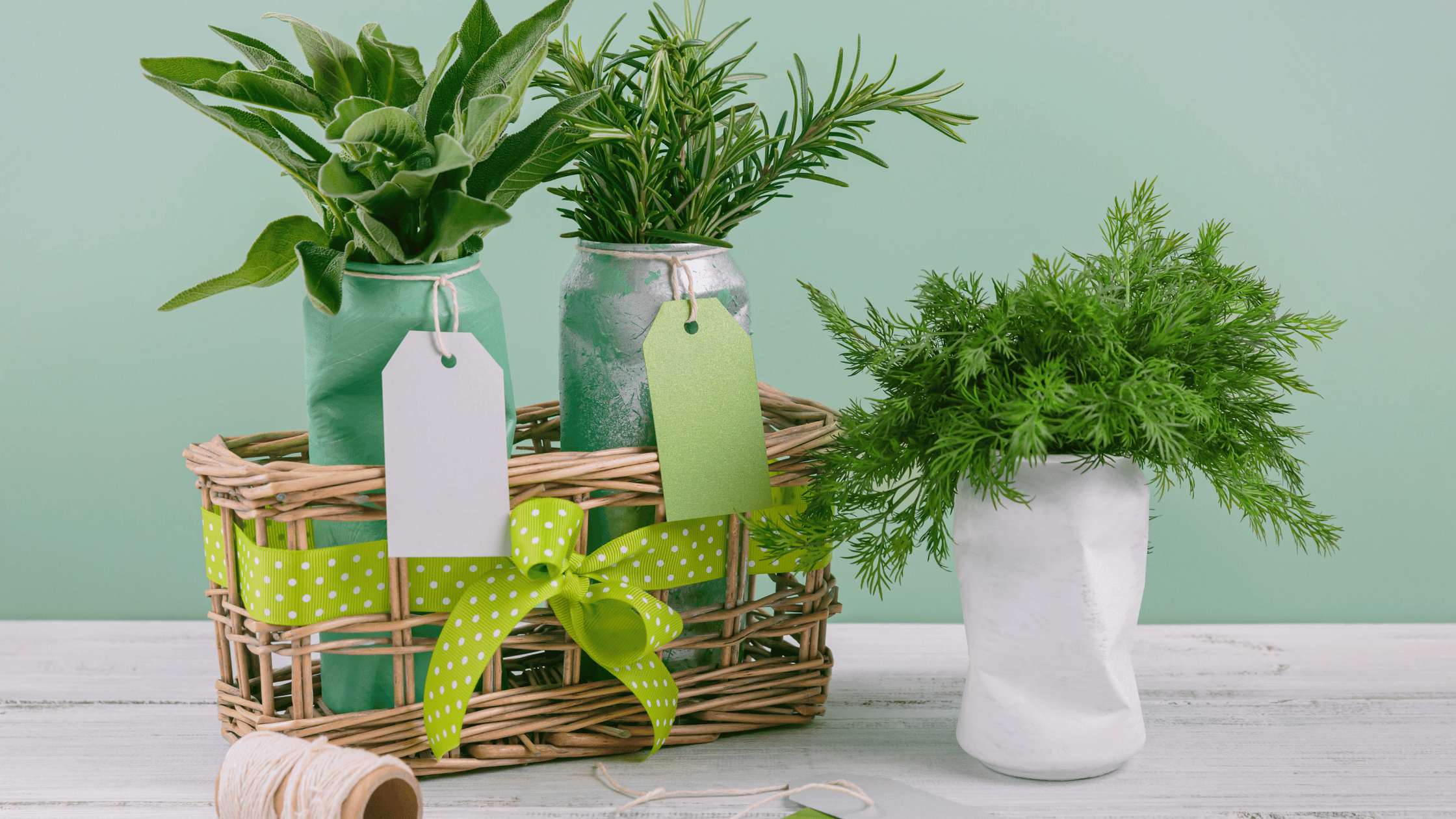 potted herbs gift with tags